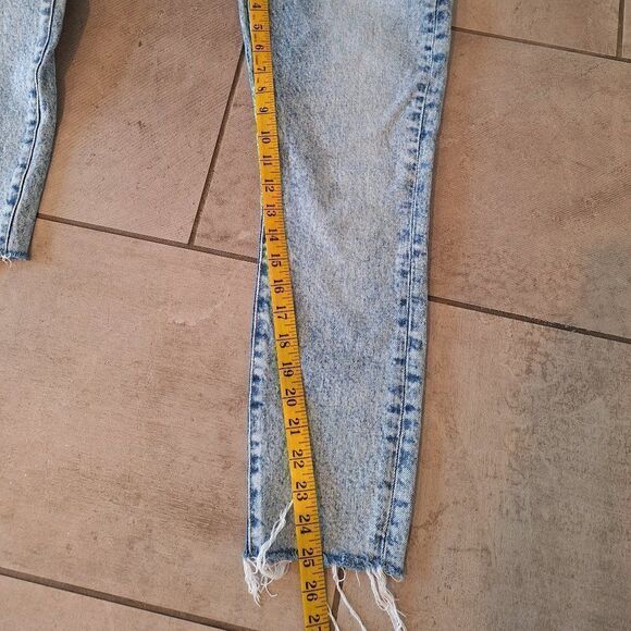 FRAME LE HIGH SKINNY JEANS CROPPED‎ FRAYED-HEM DISTRESSING LOMBARD WASH BLUE 26 - Picture 8 of 8